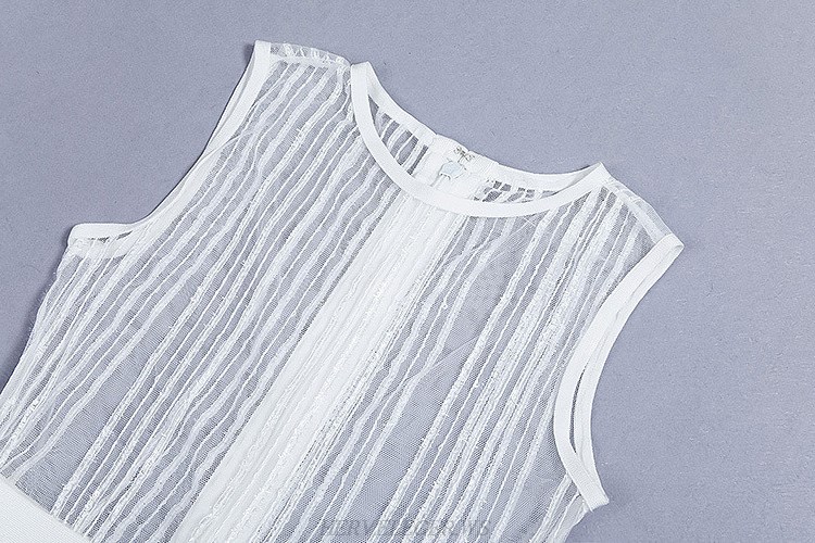Herve Leger White Mesh Dress