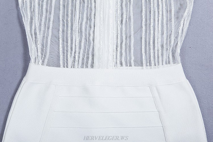 Herve Leger White Mesh Dress