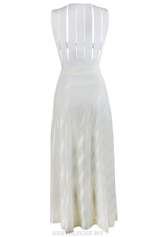 Herve Leger White Stripes Bandage Gown