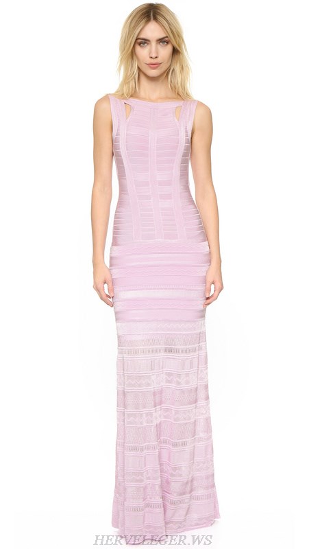 Herve Leger Pink Stripes Bandage Gown