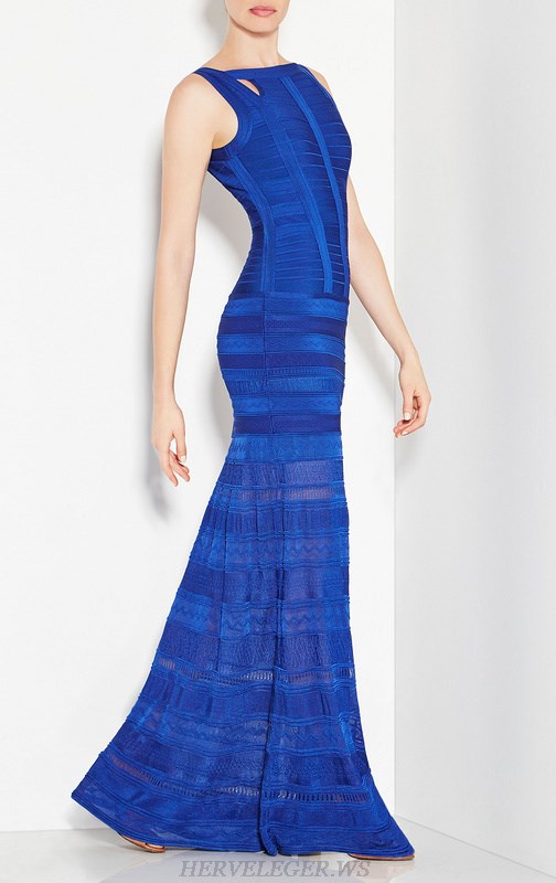 Herve Leger Blue Lace Bandage Gown