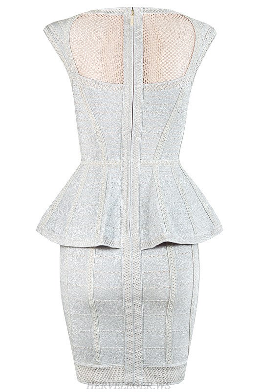 Herve Leger White Jacquard Cocktail Bandage Dress