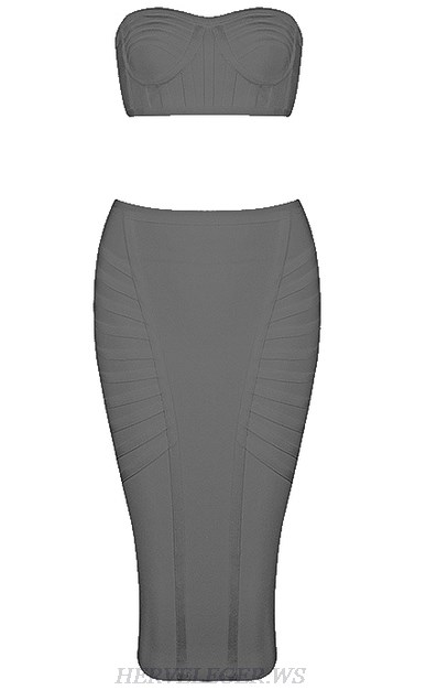 Herve Leger Grey Bandeau Two Piece Dress