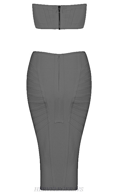 Herve Leger Grey Bandeau Two Piece Dress