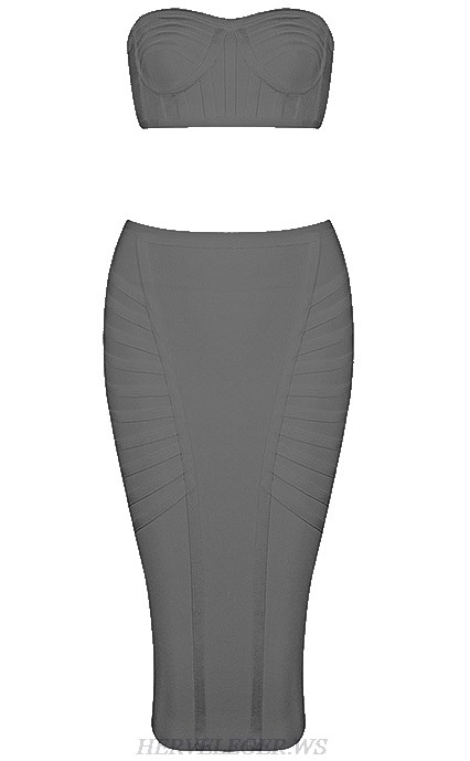 Herve Leger Grey Bandeau Two Piece Dress