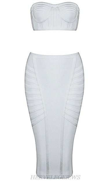 Herve Leger White Bandeau Two Piece Dress