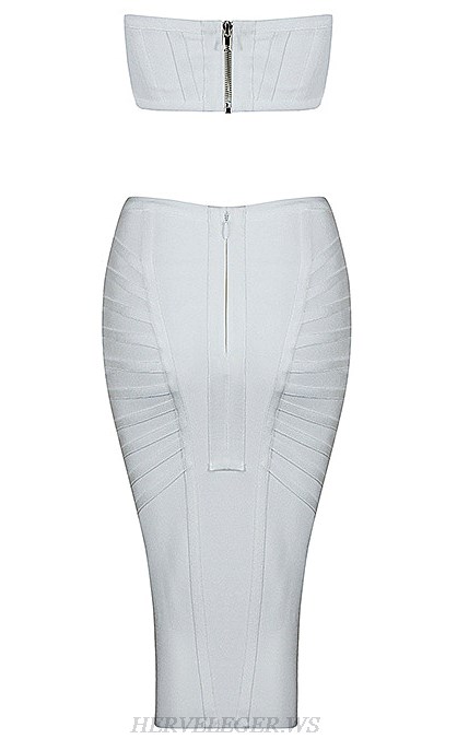 Herve Leger White Bandeau Two Piece Dress