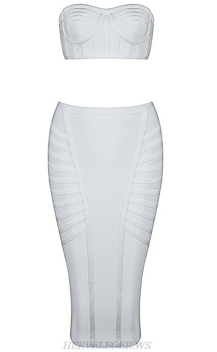 Herve Leger White Bandeau Two Piece Dress