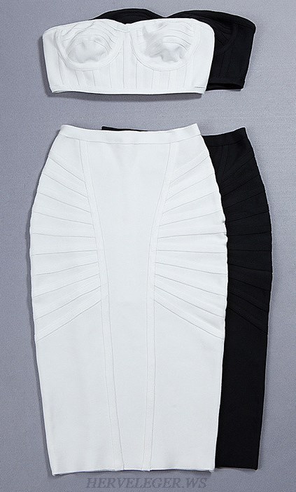 Herve Leger White Bandeau Two Piece Dress