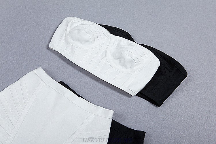 Herve Leger White Bandeau Two Piece Dress