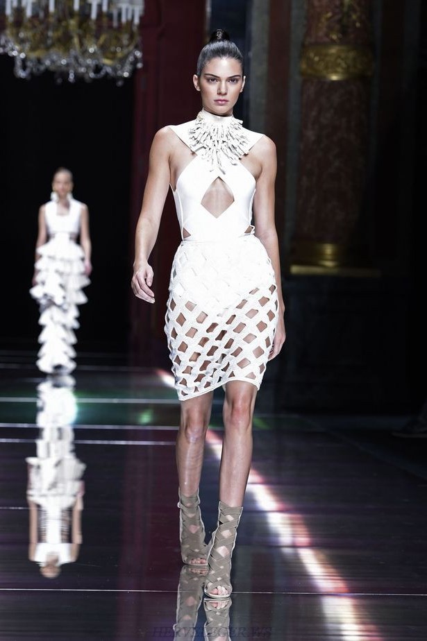 Herve Leger White Cross Over Cut Out Dress