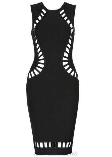 Herve Leger Black Cut Out Detail Dress