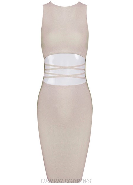 Herve Leger Nude Cut Out Detail Dress Herve Leger Nude Cut Out Detail Dress