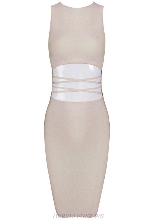 Herve Leger Nude Cut Out Detail Dress
