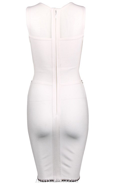 Herve Leger White Embedded Dress