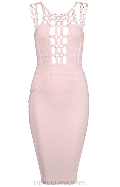 Herve Leger Pink Embellished Strappy Dress
