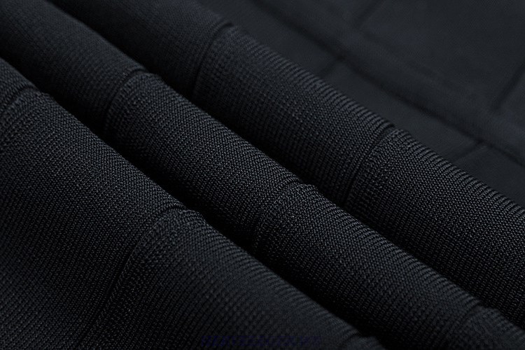 Herve Leger Black V Neck Long Sleeve Dress