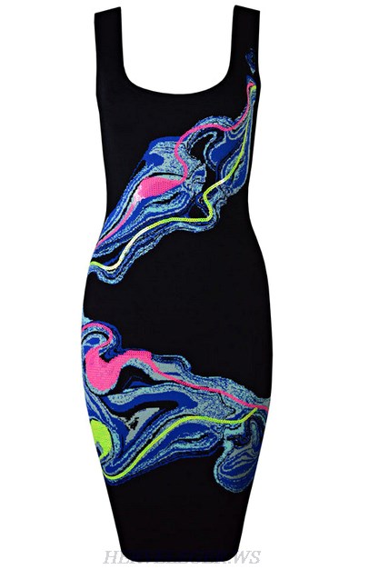 Herve Leger Sequined Art Print Dress