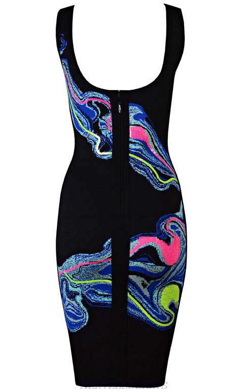 Herve Leger Sequined Art Print Dress