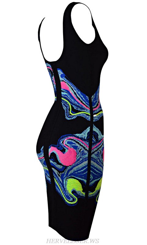 Herve Leger Sequined Art Print Dress