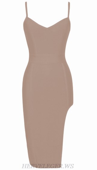 Herve Leger Nude Side Slit Dress