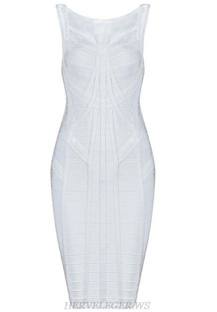 Herve Leger White Structured Dress