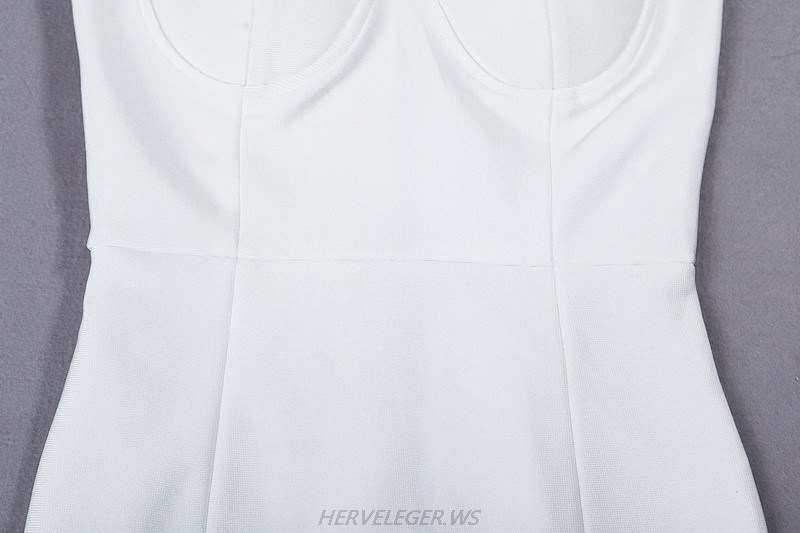Herve Leger White Lace Long Sleeve Dress