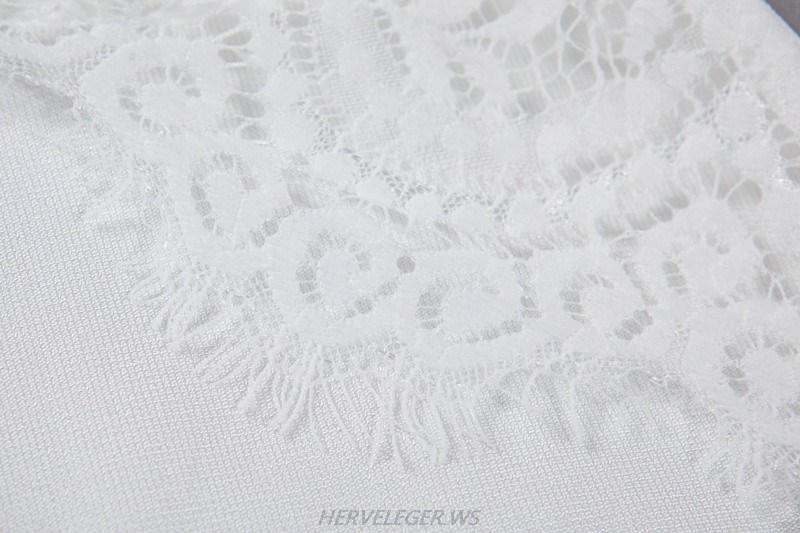 Herve Leger White Lace Long Sleeve Dress