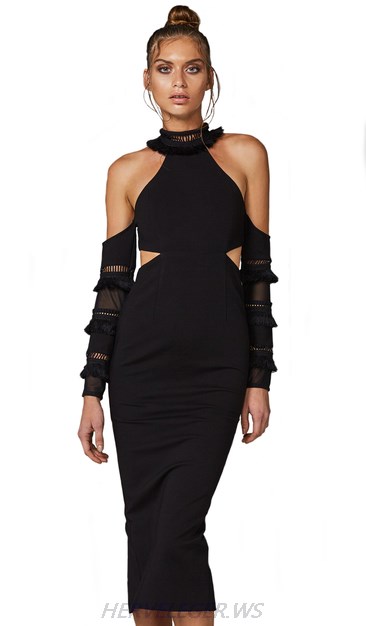 Herve Leger Black Cold Shoulder Dress