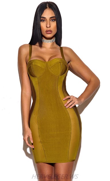 Herve Leger Green Mesh Dress