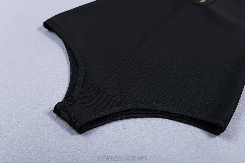 Herve Leger Black Asymmetrical Cut Out Swimsuit