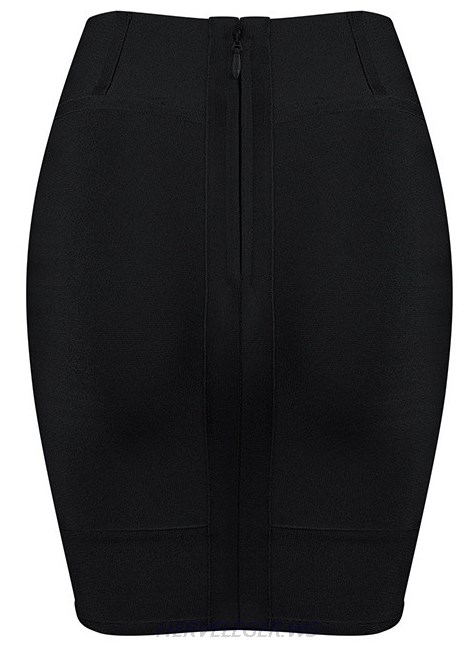 Herve Leger Black Lace Up Mini Skirt