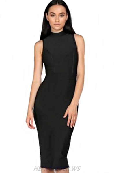 Herve Leger Black Lace Up Back Dress