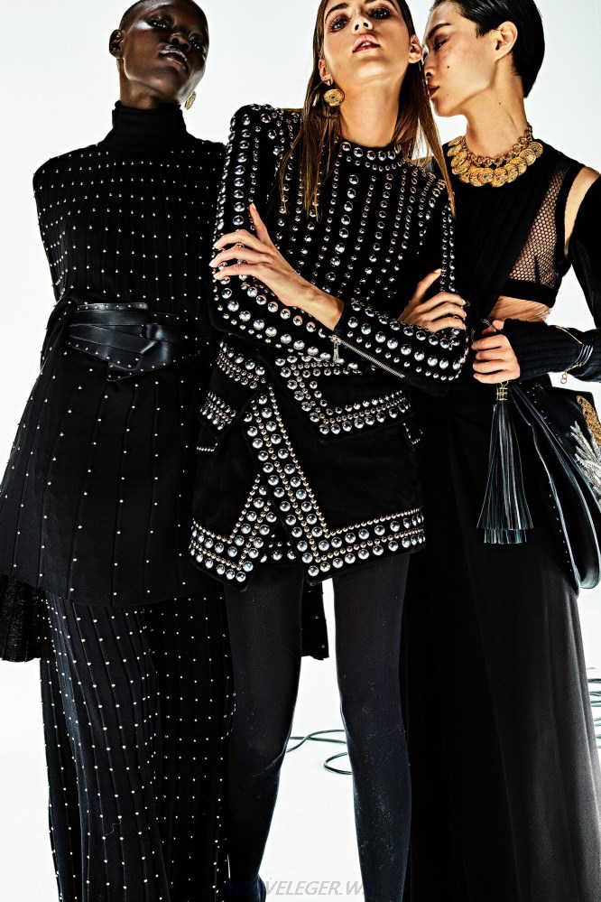 Herve Leger Black Long Sleeve Studded Asymmetric Stars Dress