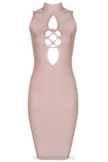 Herve Leger Nude Lace Up Cut Out Dress Herve Leger Nude Lace Up Cut Out Dress