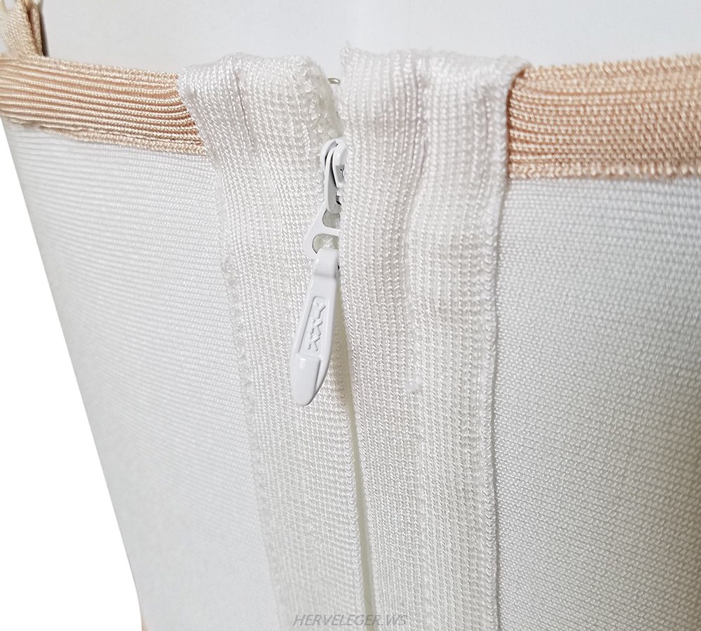 Herve Leger White Nude Trim Dress
