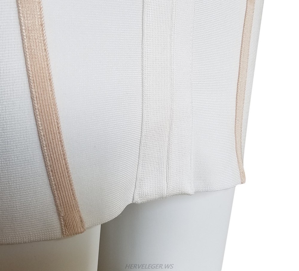 Herve Leger White Nude Trim Dress