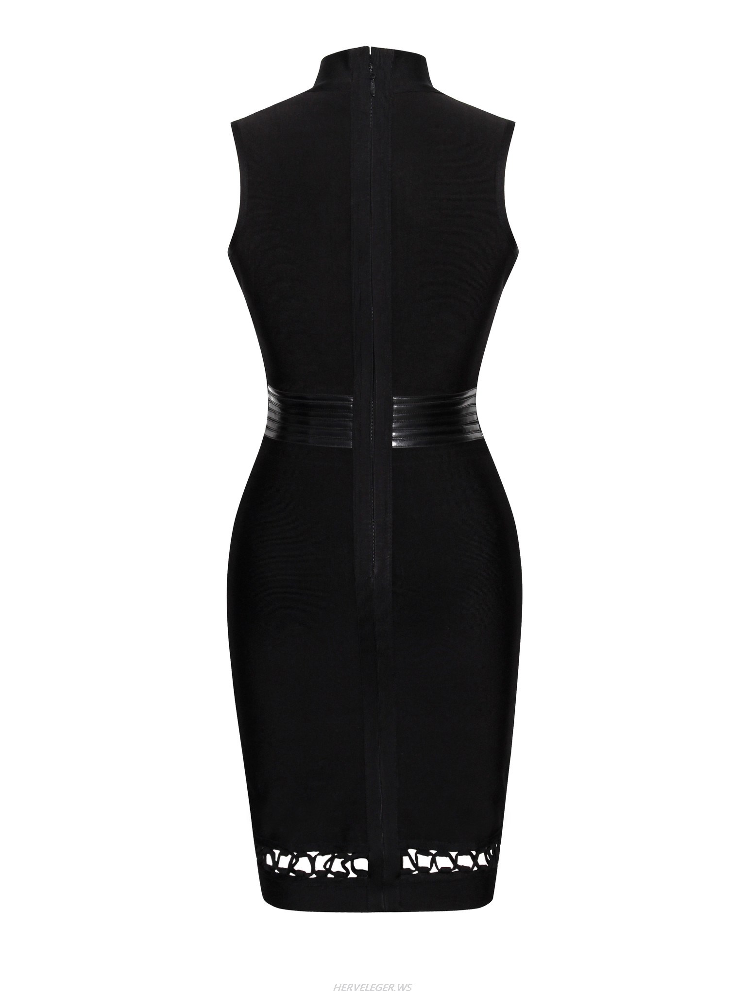 Herve Leger Black Lace Up Cut Out Dress