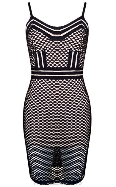 Herve Leger Black Crochet Overlay Dress