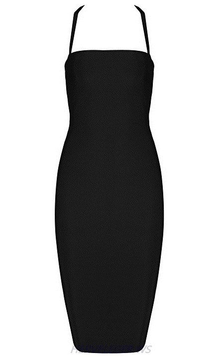Herve Leger Black Strappy Strapless Dress