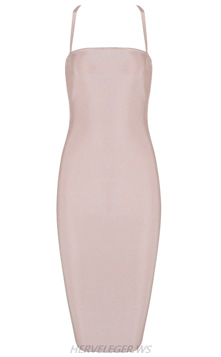 Herve Leger Pink Strappy Strapless Dress