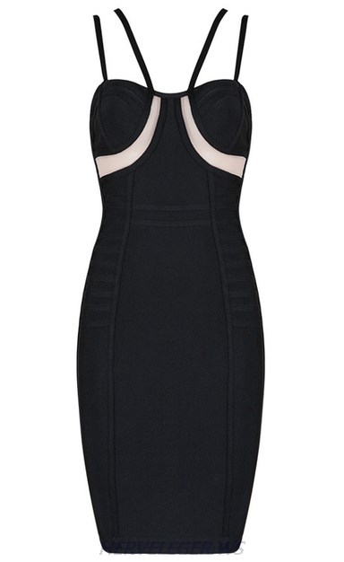 Herve Leger Black Double Strap Bustier Dress