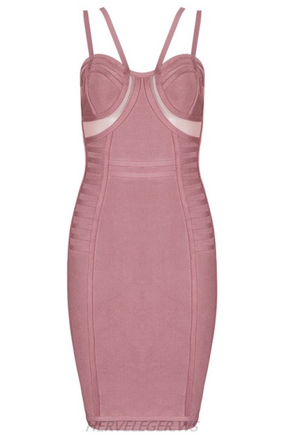 Herve Leger Pink Double Strap Bustier Dress