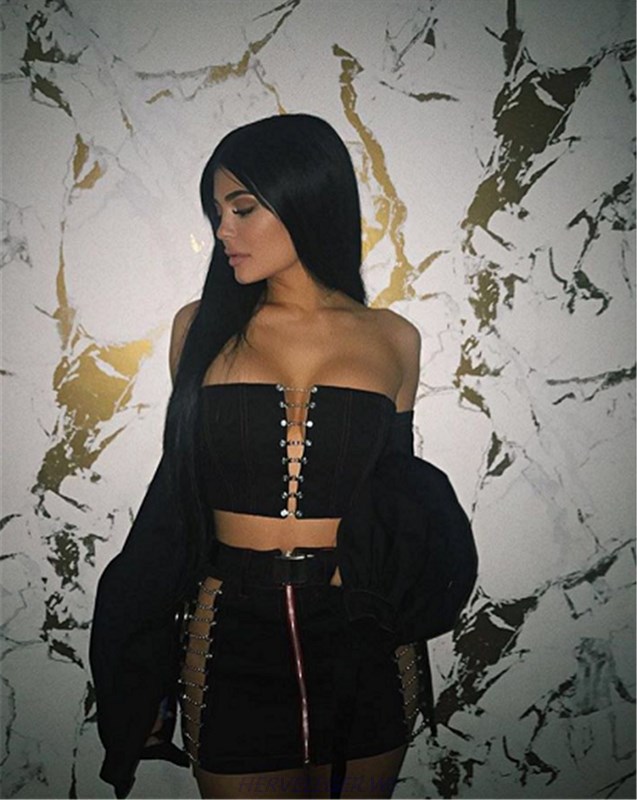 Herve Leger Black Bandeau Chain Detail Two Piece Dress