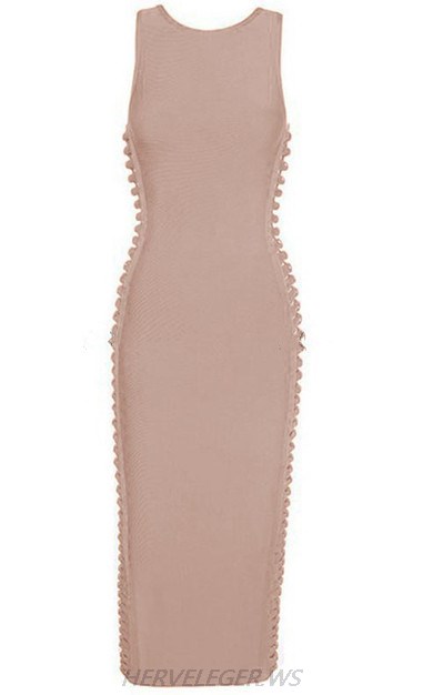 Herve Leger Nude Cut Out Side Dress