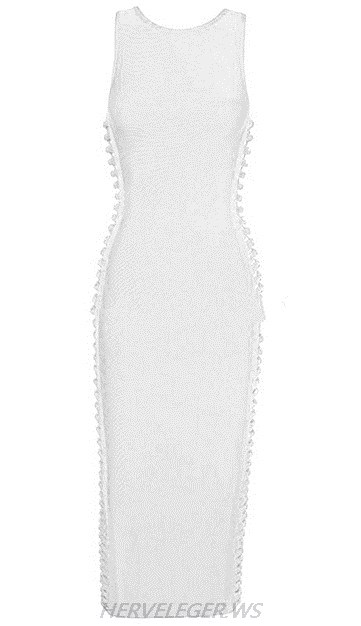 Herve Leger White Cut Out Side Dress