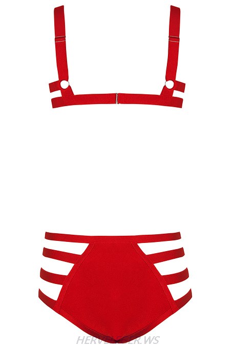 Herve Leger Red Strappy Swimsuit 