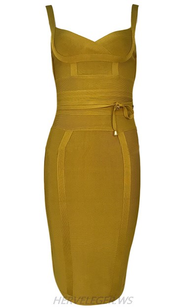 Herve Leger Green Tie Detail Dress