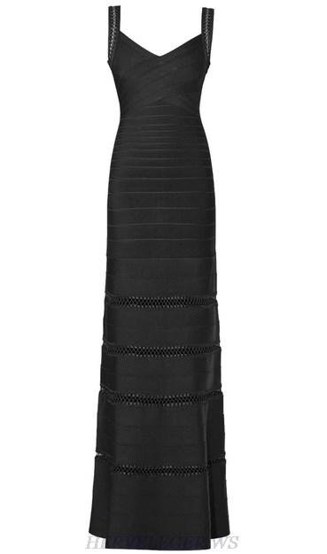 Herve Leger Black Crochet Gown