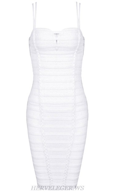 Herve Leger White Strappy Back Dress